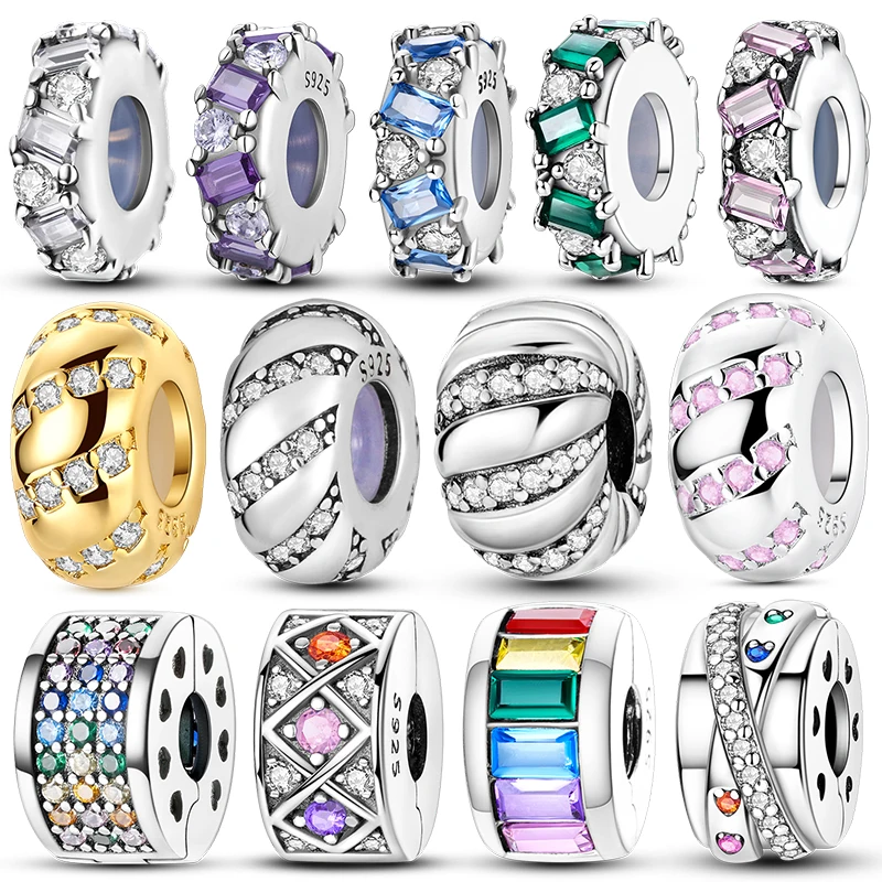 925 Sterling Silver Zirconia Rubber Stopper Positioning Bead Charm Beads Fits 3mm Bracelet Necklace For Women Luxury DIY Jewelry