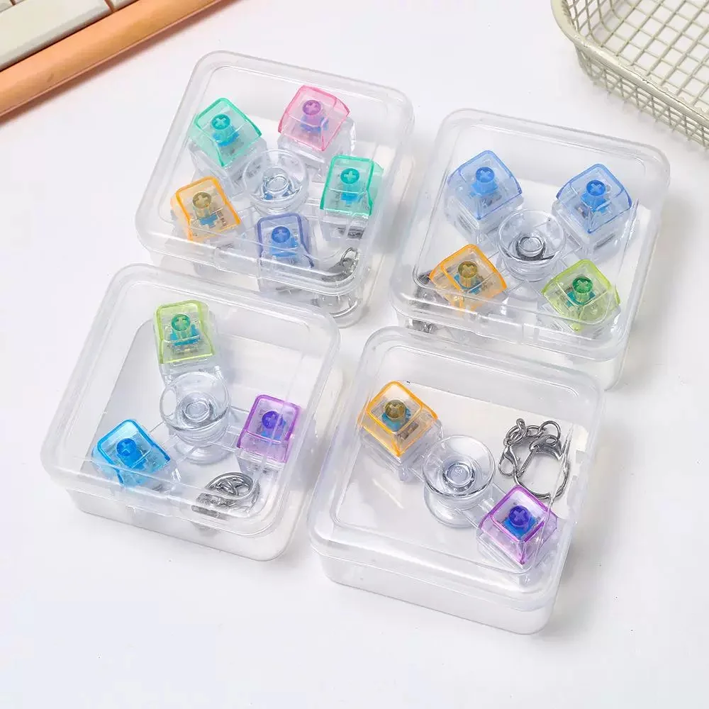 LED Light-Up Keychain Keyboard Clickable Button Fidget Toy for Stress Anxiety Relief Portable Desk Accessory Office Decor Gifts
