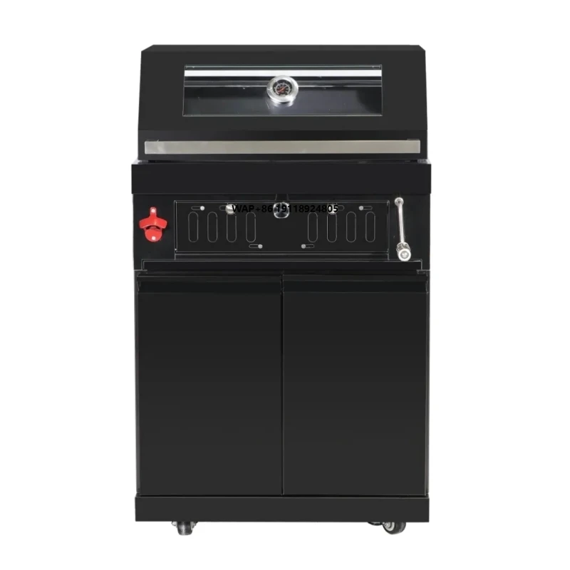 

Уличный угольный гриль-барбекю из нержавеющей стали 304 с черным титановым покрытием на тележке