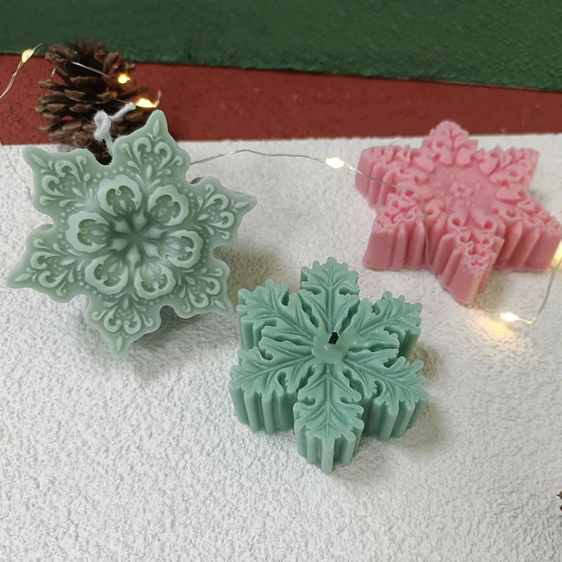 Christmas Snowflake Candle Silicone Mold DIY Handmade Soap Aromatherapy Mold 3D Flower Aromatherapy Candle Mold