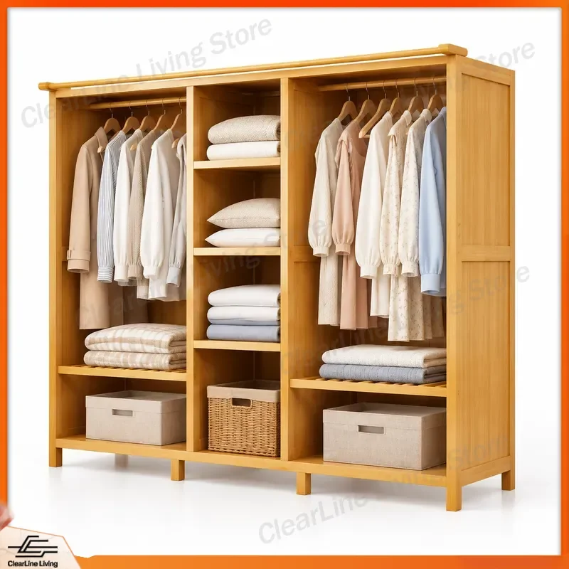 for Nanzhu Wardrobe Locker Household Dormitory Bedroom Rental Room Economical Solid Wood Wardrobe Non Woven Assembled Cabinet