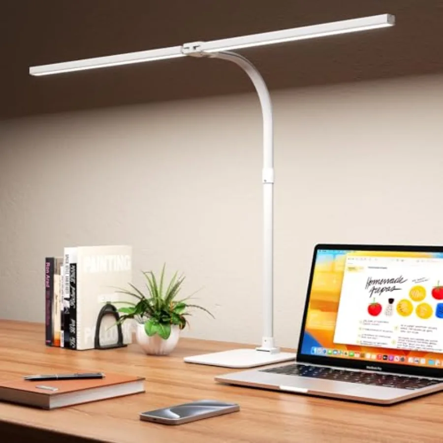 

Desk Lamp Architect Task Dual Head Modern Flexible Gooseneck Tall Dimmable Light for Home Office, 5 Color Modes, Remote Control