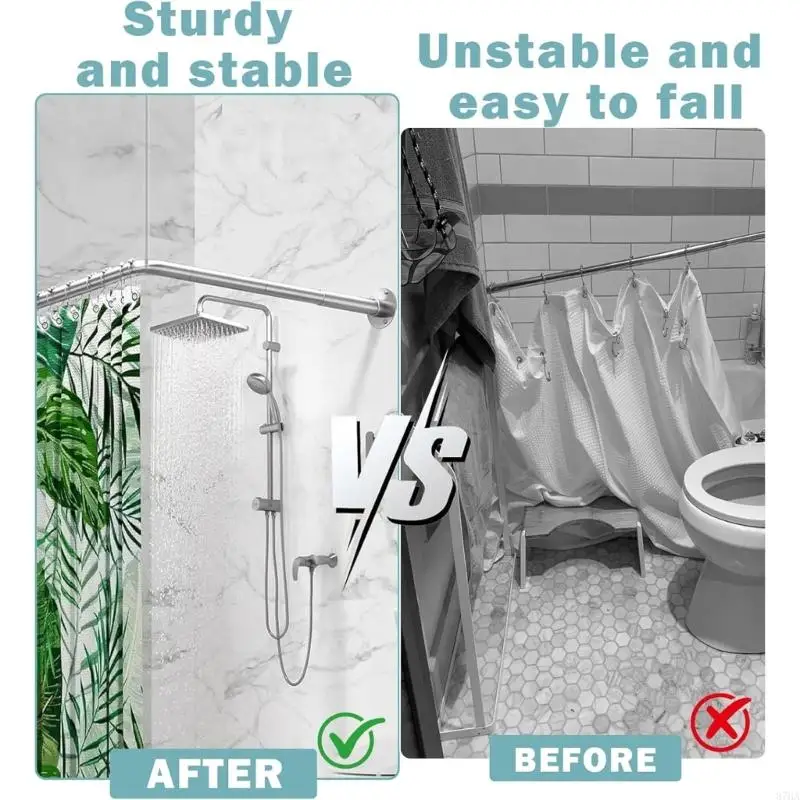 Pack of 2 Stainless Steel Shower Curtain Rod Brackets Adjustable Ceiling Hangers for Secure Bathroom Organization 87HA view 2