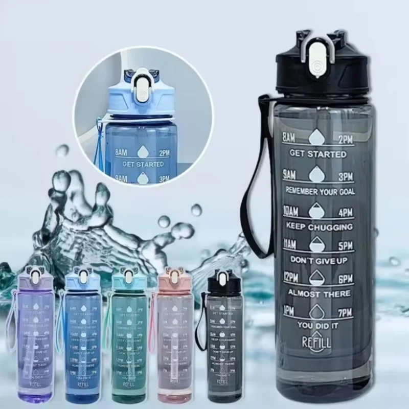 Bottiglia d'acqua sportiva di grande capacità da 750 ml, tazza di plastica colorata a prova di perdite, per bere, viaggi all'aperto, palestra portatile, fitness