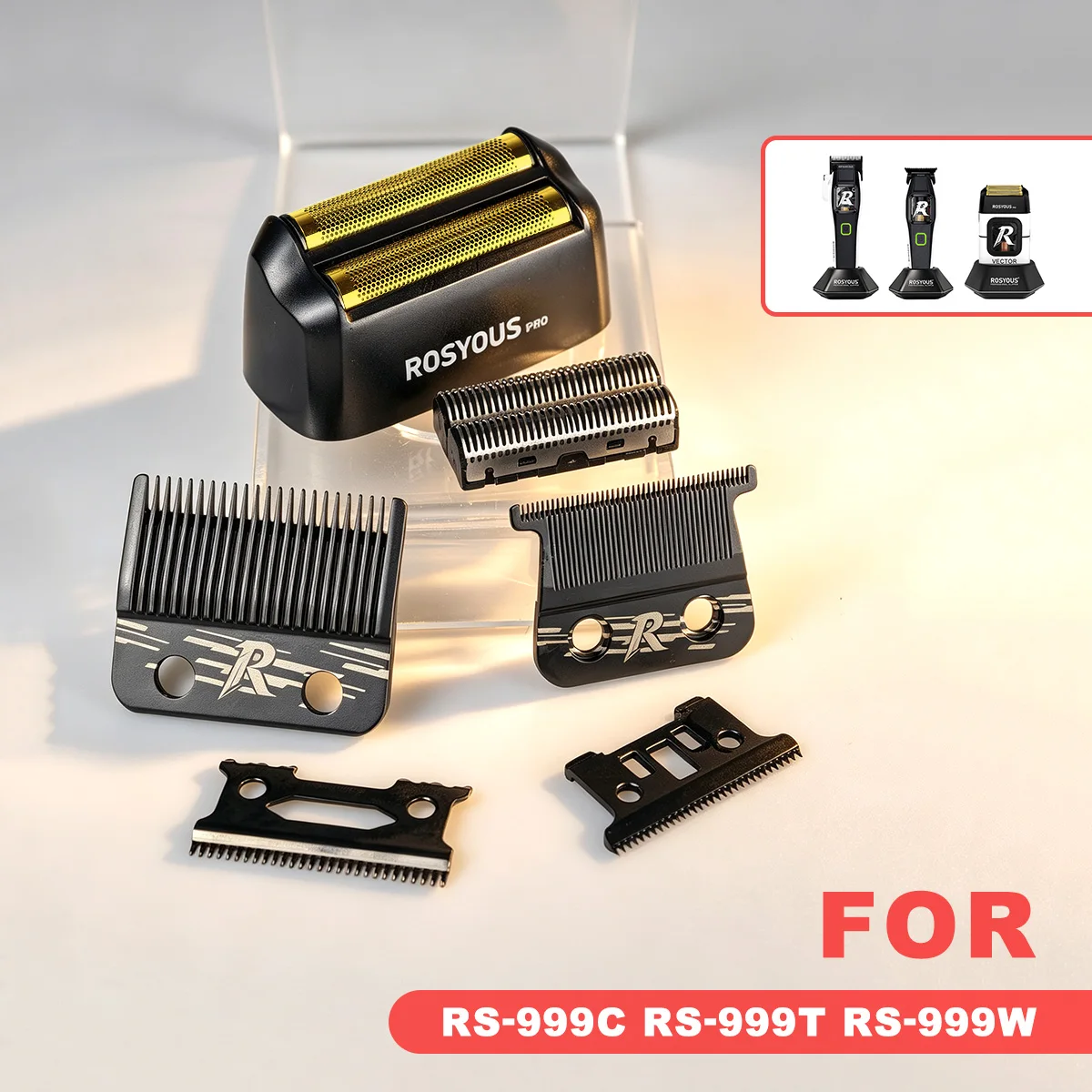 Suitable for ROSYOUS RS-999C 999T 999W Professional Hair Clipper Replacement Original DLC Blades Accessories