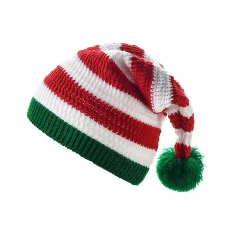 Knitted Wool Christmas Ball Hat, Santa Adult Xmas Decorations, New Year, 2024