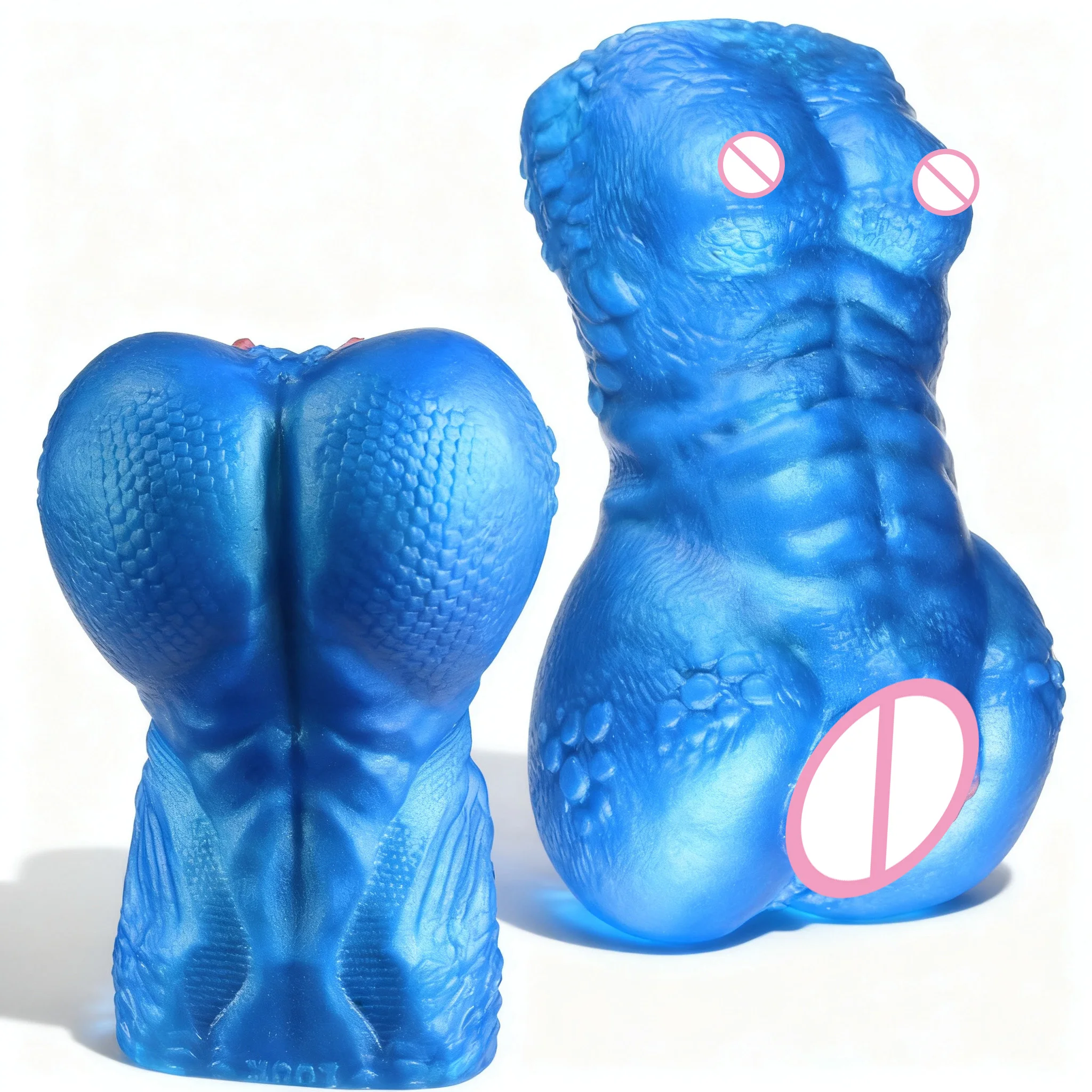 ELKKOST Silicone Dual Channel Male Masturbator Penis Vagina Onahole Pocket Vagina Anus Texture Sex Toys for Men Flesh Stroker