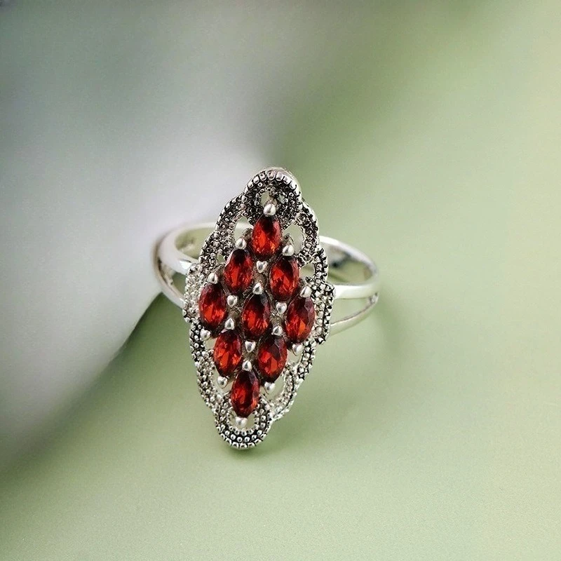 

Korean Style Vintage 925 Sterling Silver Geometric Exquisite Zircon Ring Luxury Jewelry Gift Elegant Finger Ring for Women