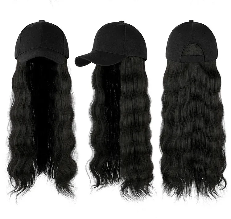 Women's Elegant Hat Hair Extensions with Big Wavy Wig