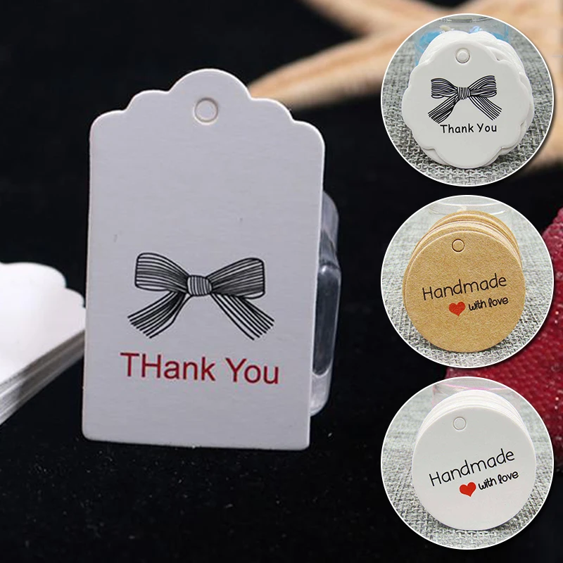 100Pcs Brown White Kraft Paper Gift Tags Handmade Jewelry Charms Tag Round Wedding Party Favors Cookies Decorative Tag Pendant