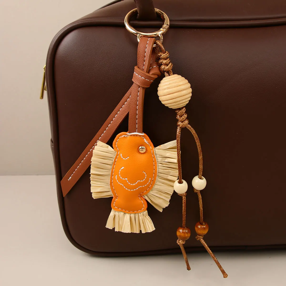 Leather Fish Keychain Hand Fashion Braided Lanyard Keychain Bag Accessories Pendant Gifts for Women Girlfriend