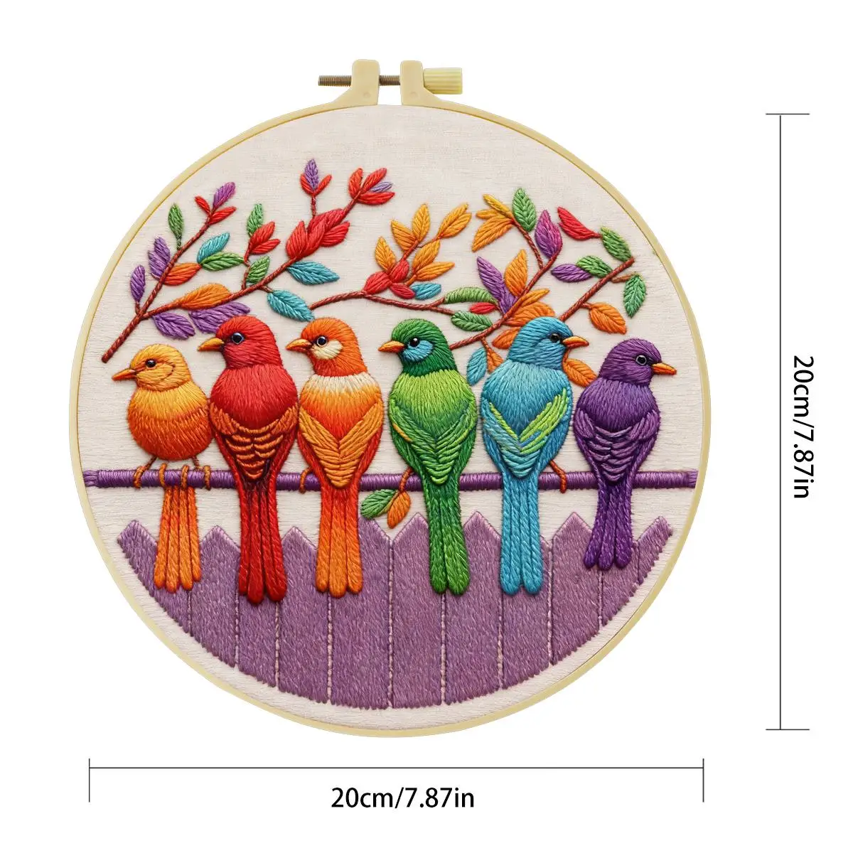 1 Stück 20X20CM/15X15CM 7,87/6,3 Zoll Farbige Vögel Stickerei Starter-Kit DIY-Kit DIY-Stickerei-Set für Anfänger – Detail 4