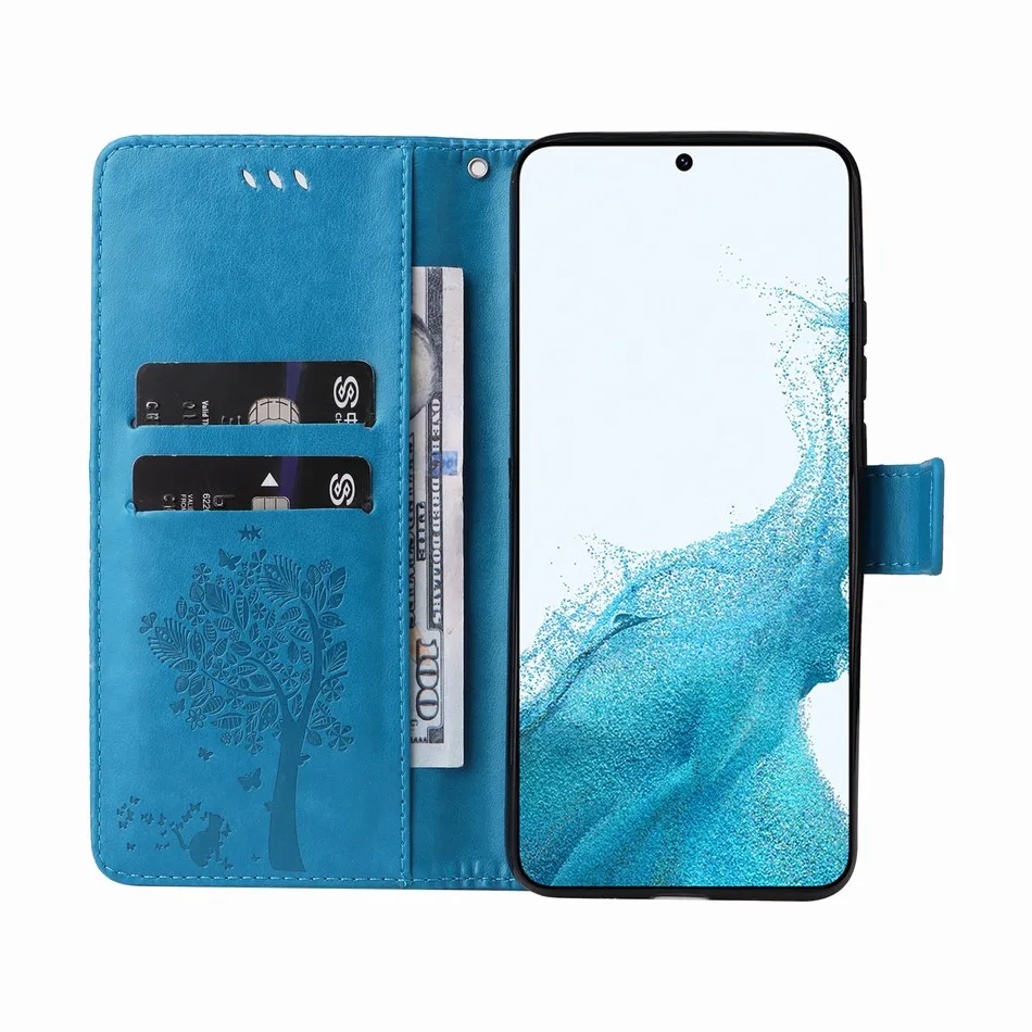 Wallet Flip Case For Huawei Y5 Y6 Y7 Y9 2018 2019 Mate 20 Pro 10 Lite Y5P Y6P Cute Cat Tree Card Slot Protect Cover D06F