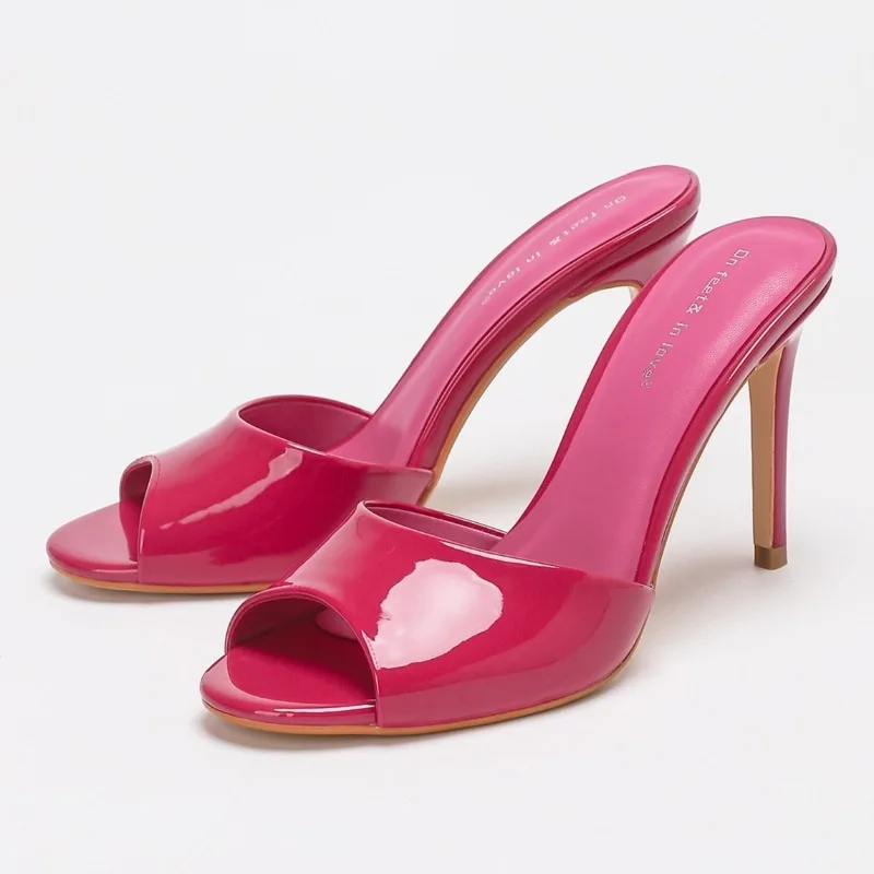 Patent Leather Sexy High-heeled Women's Sandals Peep Toe Slingback Sexy High Heels Luxury Banquet Party Shoes Sandalias De Mujer