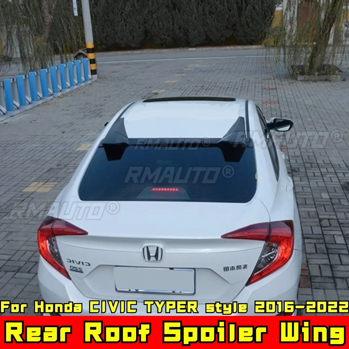 For Honda CIVIC 10th Gen 2016-2022 Body Kit Roof Spoiler Rear Wing Carbon Fiber Look TYPER Style Rear Spoiler Car Accessories