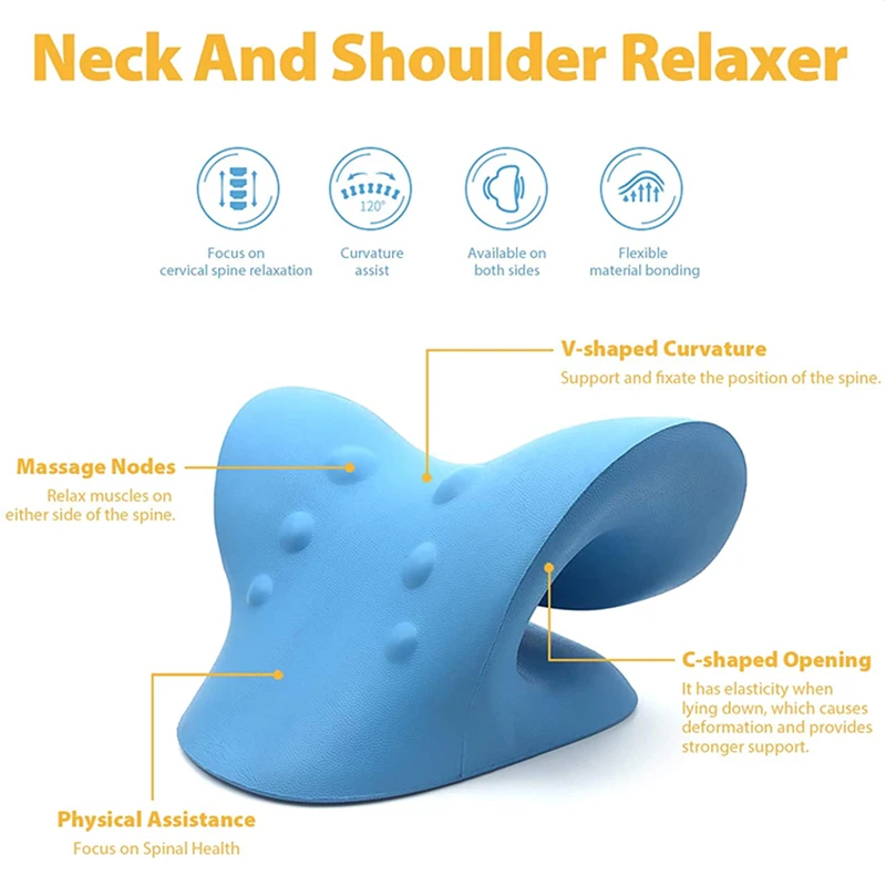 Neck Shoulder Stretcher Relaxer Cervical Spine Gravity Muscle Traction Device Massage Pillow Relieve Pain Spine Correction Gifts