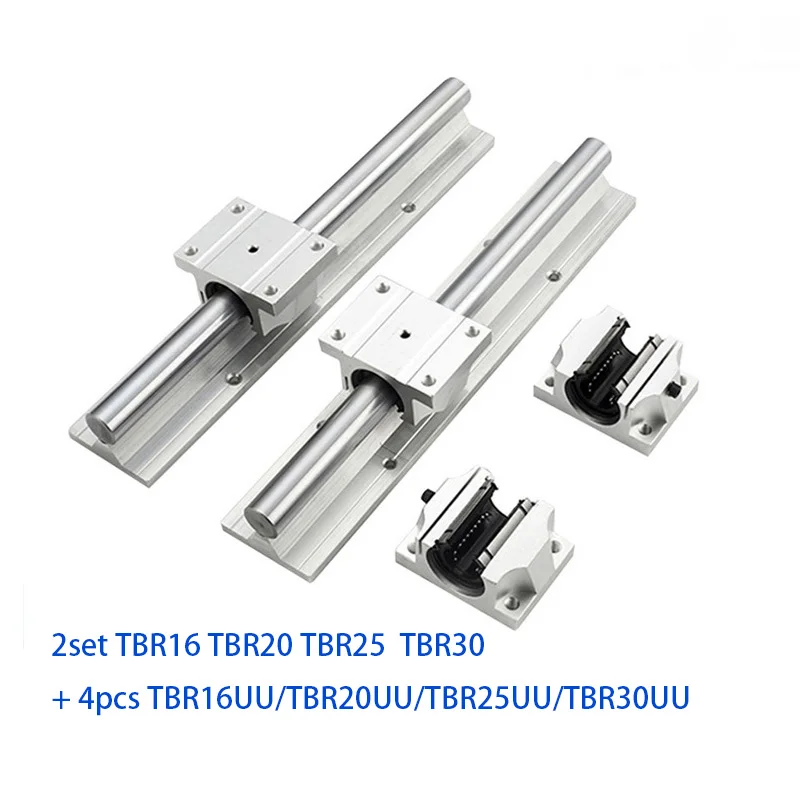 

2set Linear Rail TBR16 TBR20 TBR25 TBR30 Fully Support Rail + 4pcs TBR16UU/TBR20UU/TBR25UU/TBR30UU Sliding Block for CNC Router