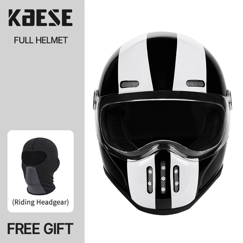 New Fashion Retro Motorcycle Helmets Fiberglass Shell Vintage TT&CO Cafe Racer Fiber Glass Full Helmet for Motocross Scooter