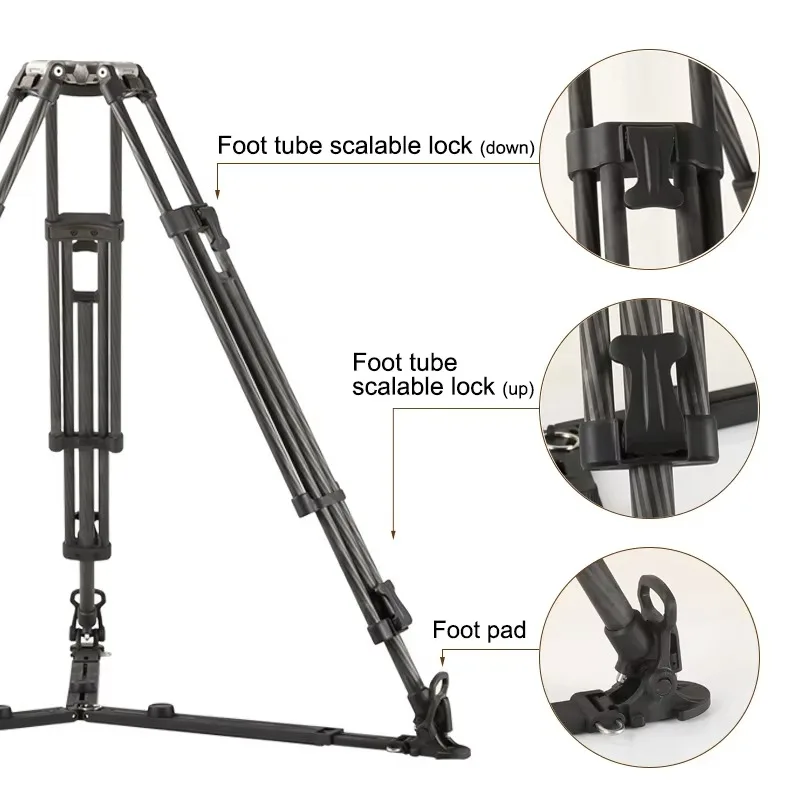 Heavy Duty Carbon Fiber Camera Tripod for DSLR Camcorder Cell Phone Multi-Device Photography Stand Custom