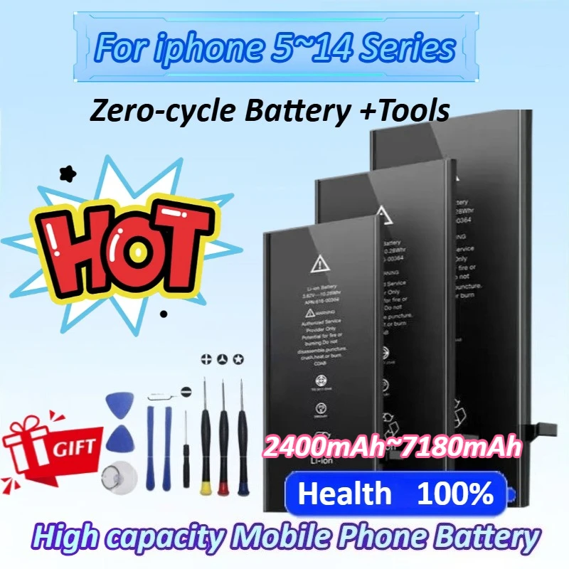 

Zero-cycle Polymer Bateria +Tools for IPhone 14 13 12 Pro 6S 6 7 8 Plus X XS Max Battery for Iphone Lithium Battery High Quality