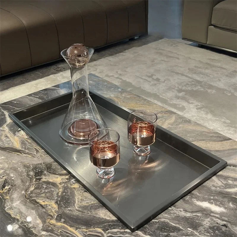 Luxuriöser italienischer Couchtisch, moderner Designer-Büro-Couchtisch, hochwertige Wohnzimmermöbel, Couchtisch aus gesintertem Stein