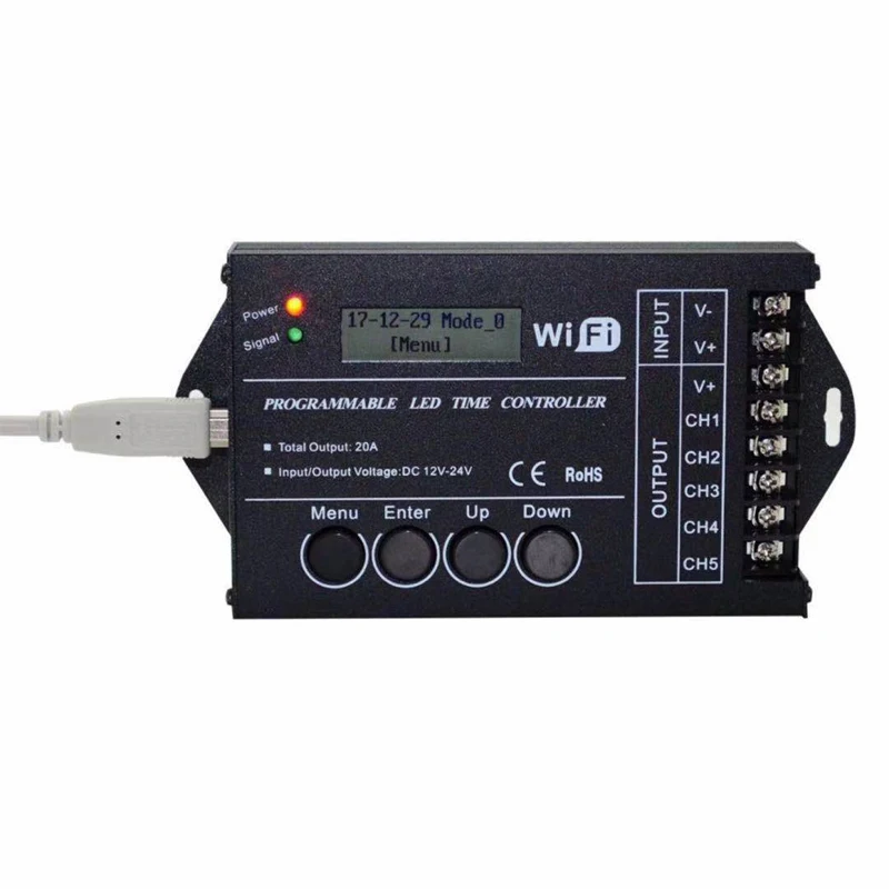 DC12 DC24V TC421 WiFi time programmable led controller dimmer rgb aquarium lighting timer input 5 channels for led strip