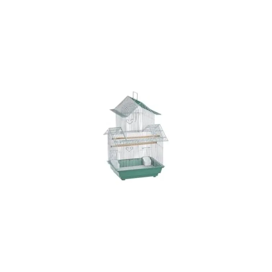 

Bird Cage - Spacious Durable Design for Parakeets Canaries in Natural Wood Finish with Easy Access Doors and Non-Toxic Coating