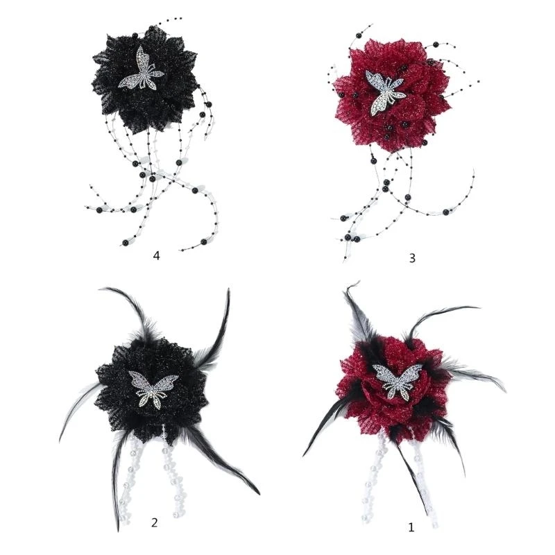 652F 15cm 3D Feathered Butterfly Flower Applique for Handmade Evening Gown Sewing Flower for Dress Corsage Sewing On Applique