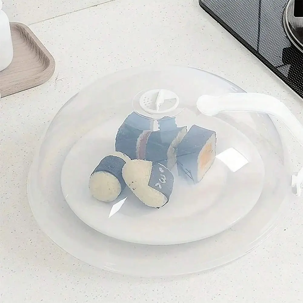 High Temperature Resistant Microwave Splash Cover Transparent Cover with Steam Vent and Handle Microwave Guard Lid BPA Free