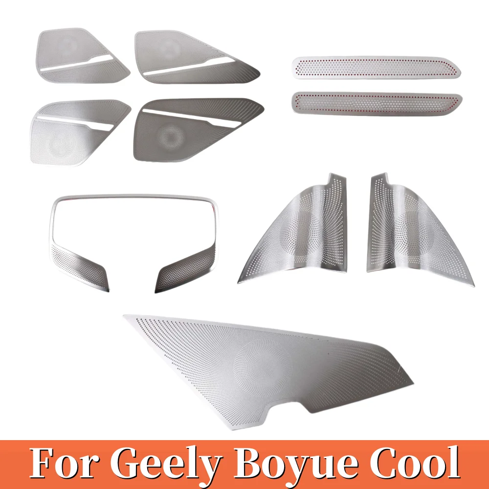 

For Geely Azkarra Atlas Boyue Cool 2023 2024 Stainless Car Accessories Interior Door Speaker Audio Horn Cover Trim Frame Sticker