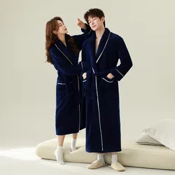 Autumn Winter Nightgown Double-sided Velvet Love Hotel Bathrobe Plus Long Coral Velvet Robe Nightgown Comfortable Both Men Women