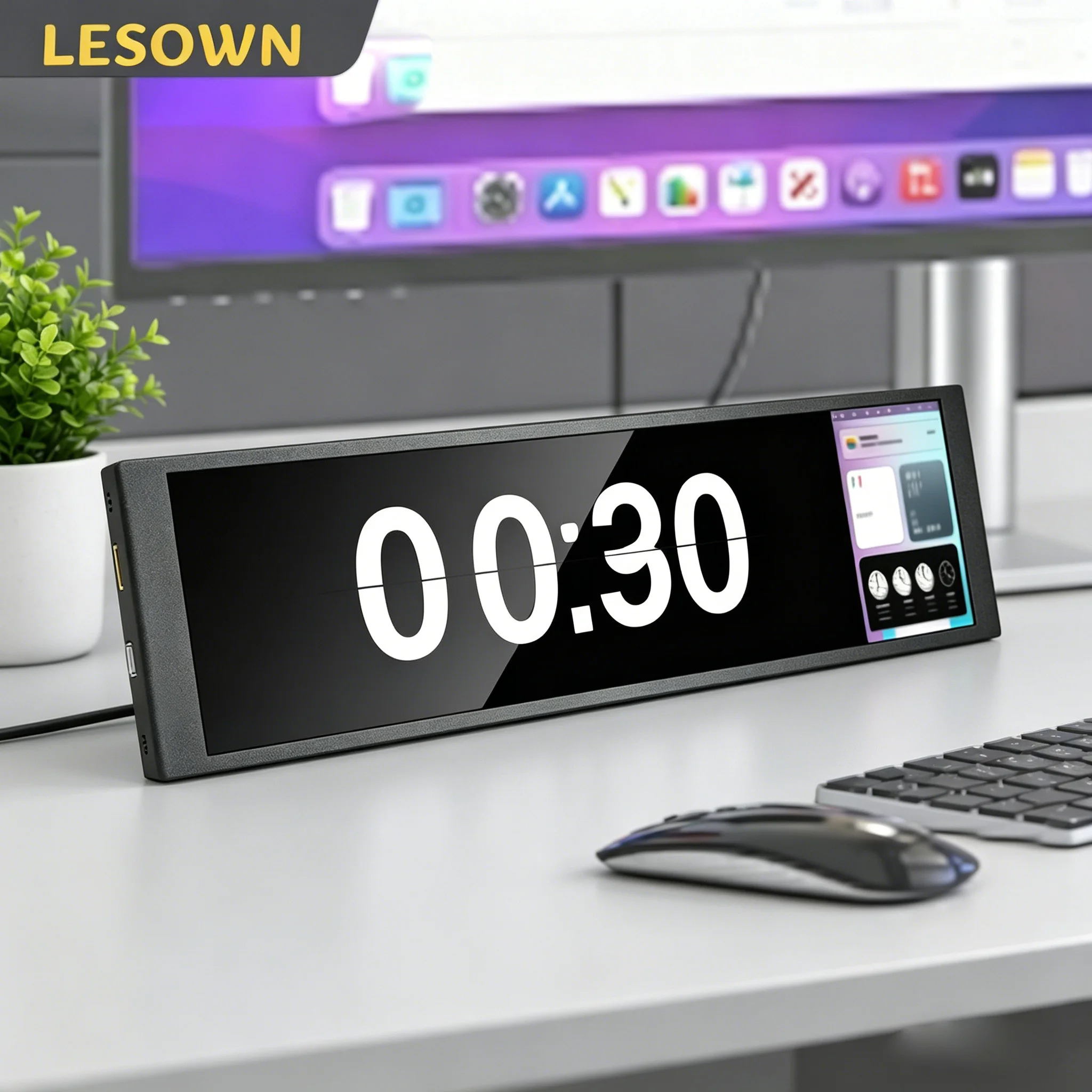 

LESOWN 6.9 7.9 8.8 11.3 Inch Portable Stretched Monitor 480x1280 Ultra Wide Display External Mini Monitor for Time announcement