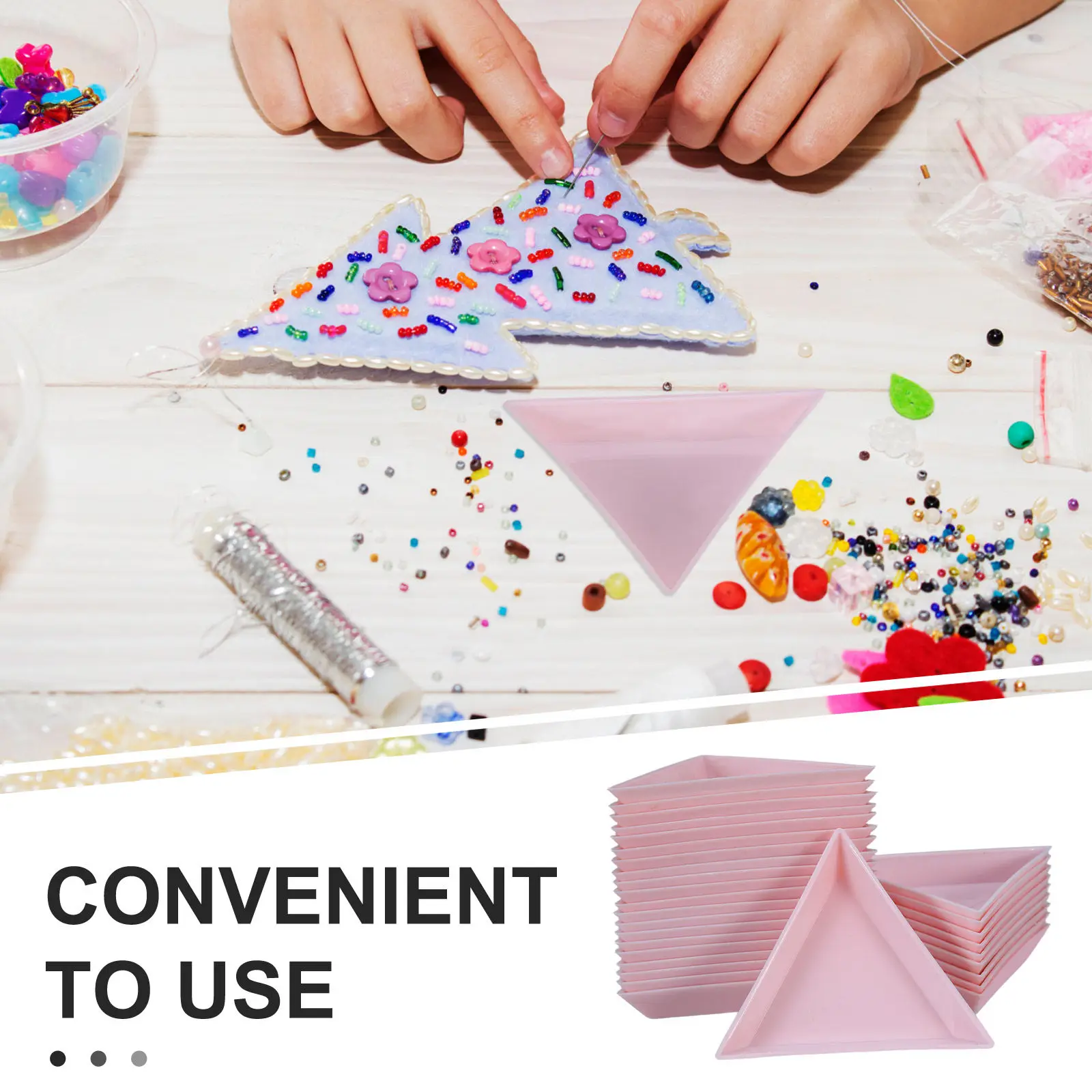 30Pcs Triangle Plastic Bead Tray Stackable Storage Organizer Jewelry Rhinestone Sorting Diamond Art Craft Accessories Crafting