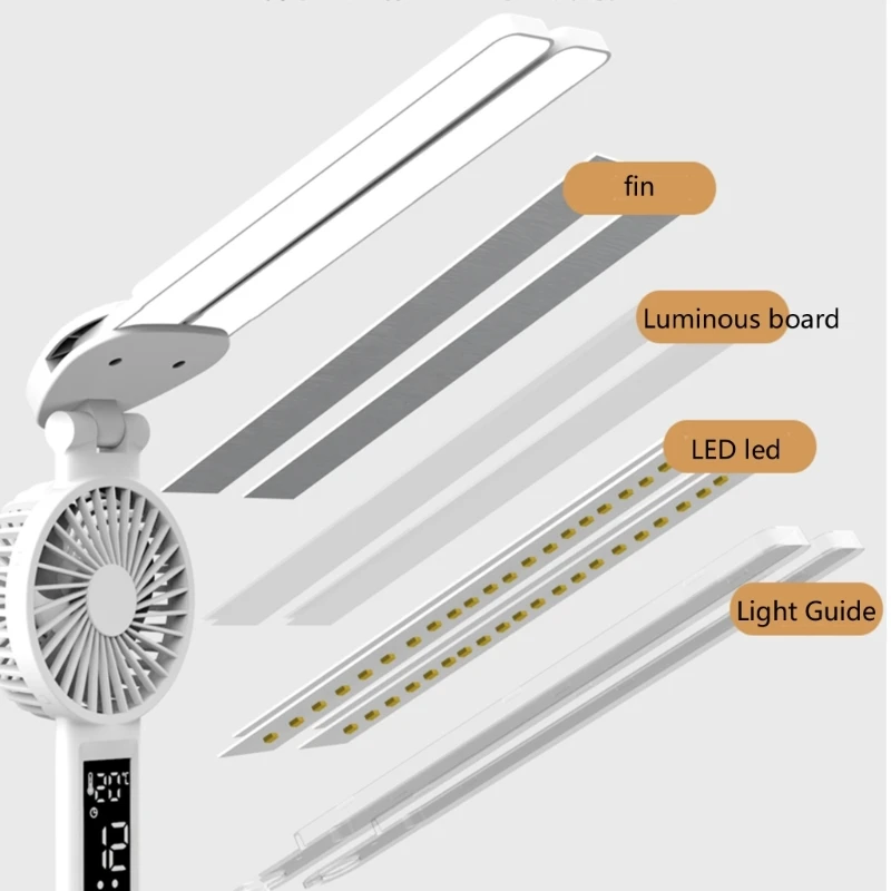 مصباح LED للمكتب والمنزل DN59 مزود بمروحة تبريد ولوحة تحكم بشاشة تعمل باللمس