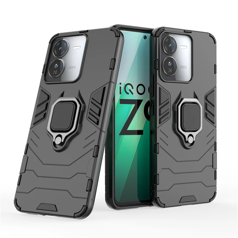 For Vivo iQOO Z9 5G Full Shockproof Armor Case For Vivo iQOO Z9 5G iQOOZ9 Magnetic Ring Back Cover Protective Phone Coque