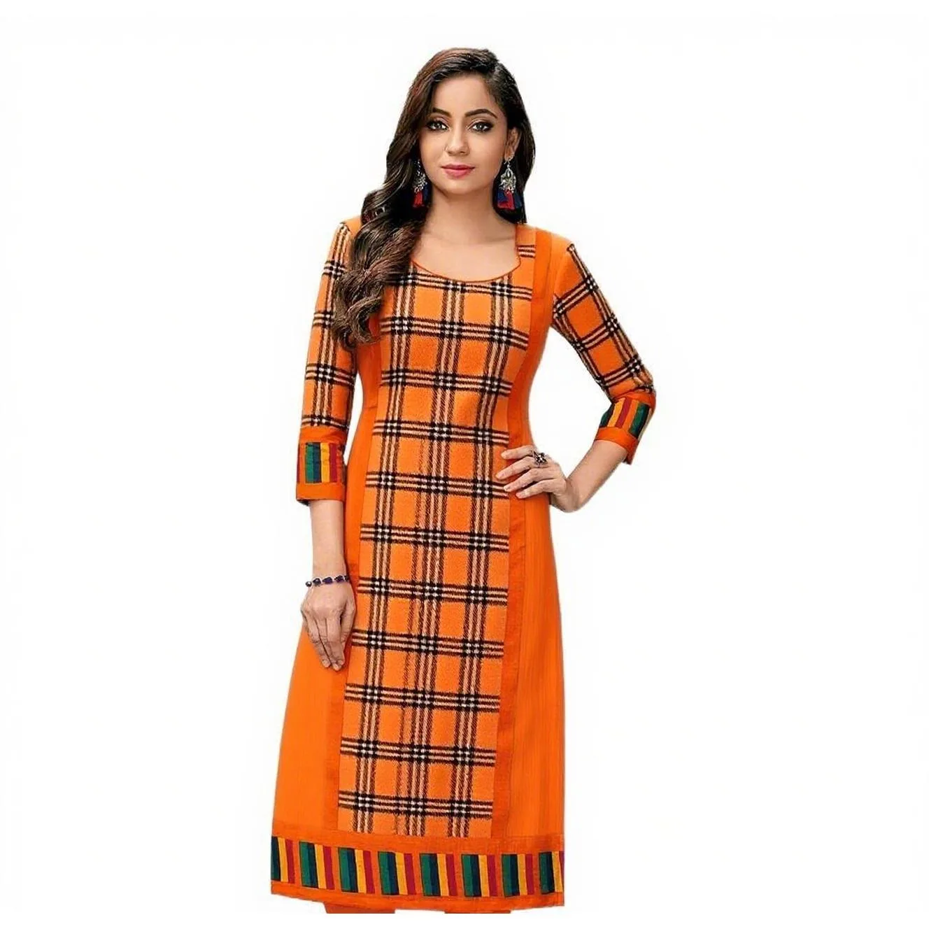 فستان مسلم كورت نسائي عصري مستقيم أنبوب غير رسمي على الطراز الوطني حاشية شق متعددة النمط الوطني Abito Donna Musulmana #4