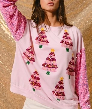 women's winter sweaters Sweatshirt sequined Christmas gingerbread cartoon pattern O-neck sequined long sleeved knitted pullover