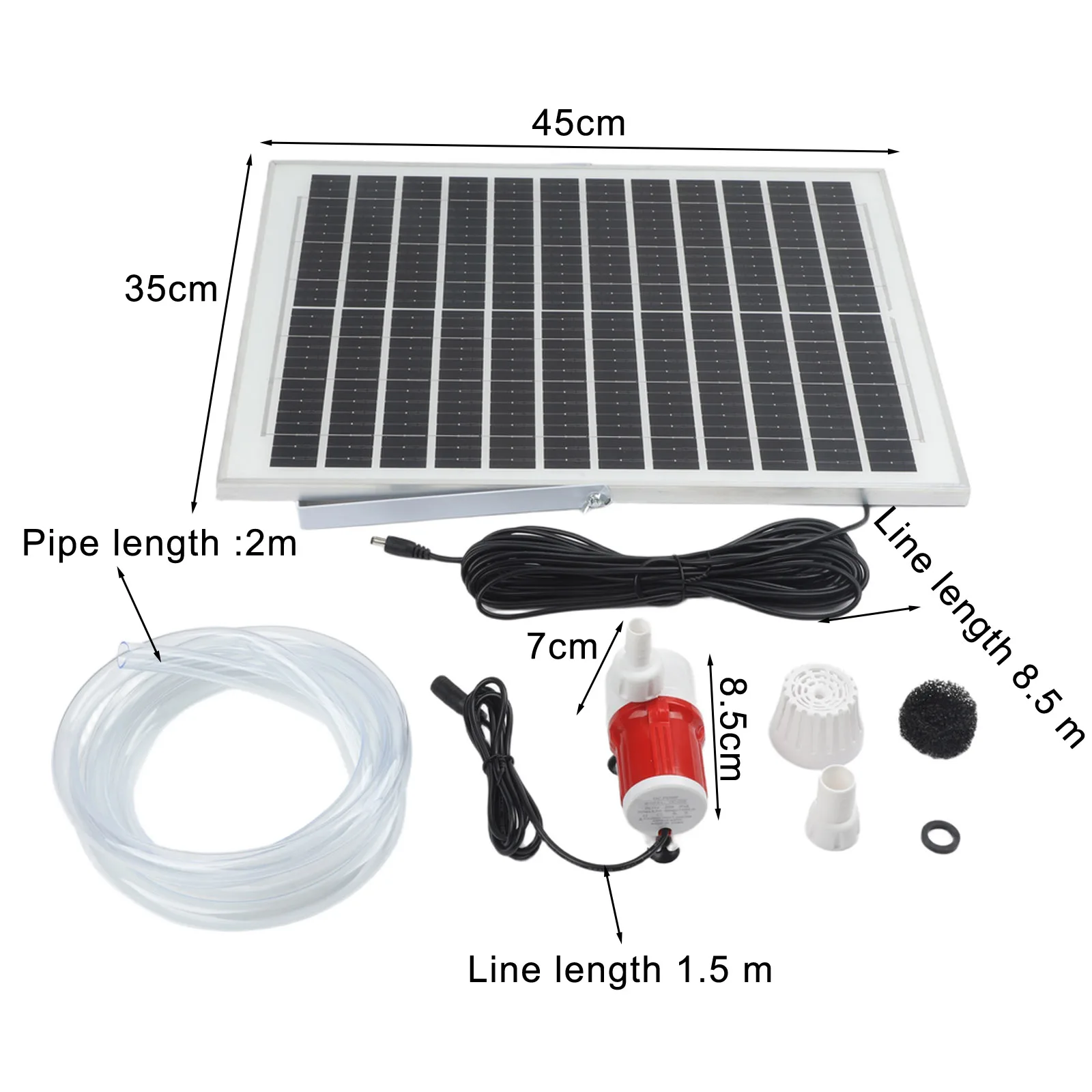 25W Solar Fountain 12V Brushless Motor 1100L/H Water Flow For Garden Pond With 2m Pipe High Lift Outdoor Decoration Tool