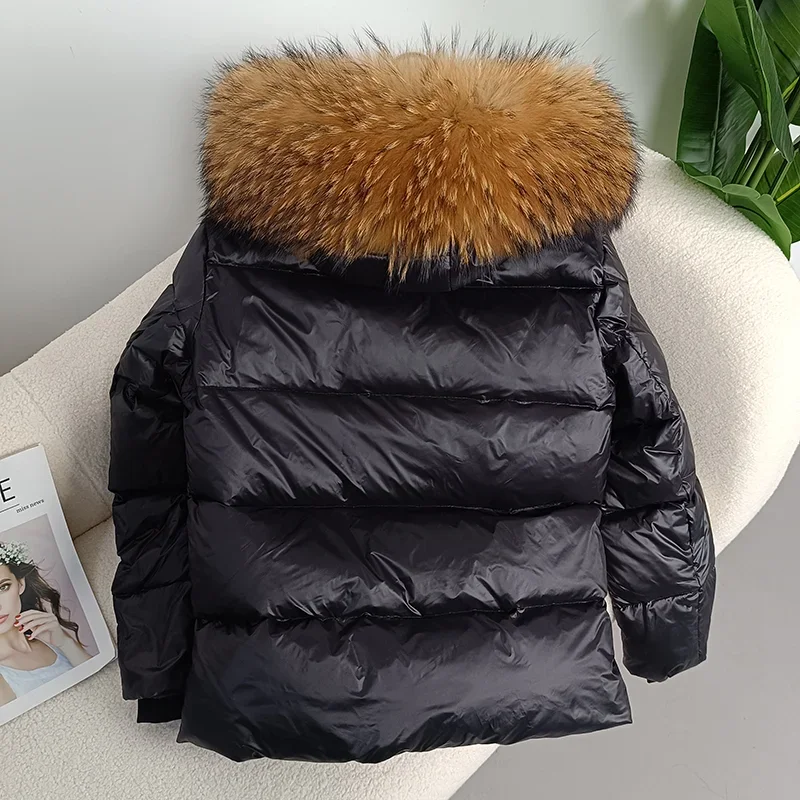 MENINA BONITA 2023 New Winter Jacket Women Real Fox Fur Raccoon Fur Collar Hooded Thick Warm Duck Down Long Outerwear Detachable