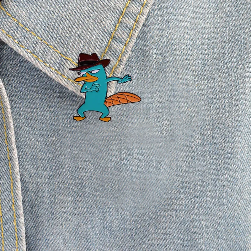 Disney Cartoon Movies Phineas and Ferb Enamel Pins Perry the Platypus Metal Brooch Badge Jewellery Backpack Accessory Gifts