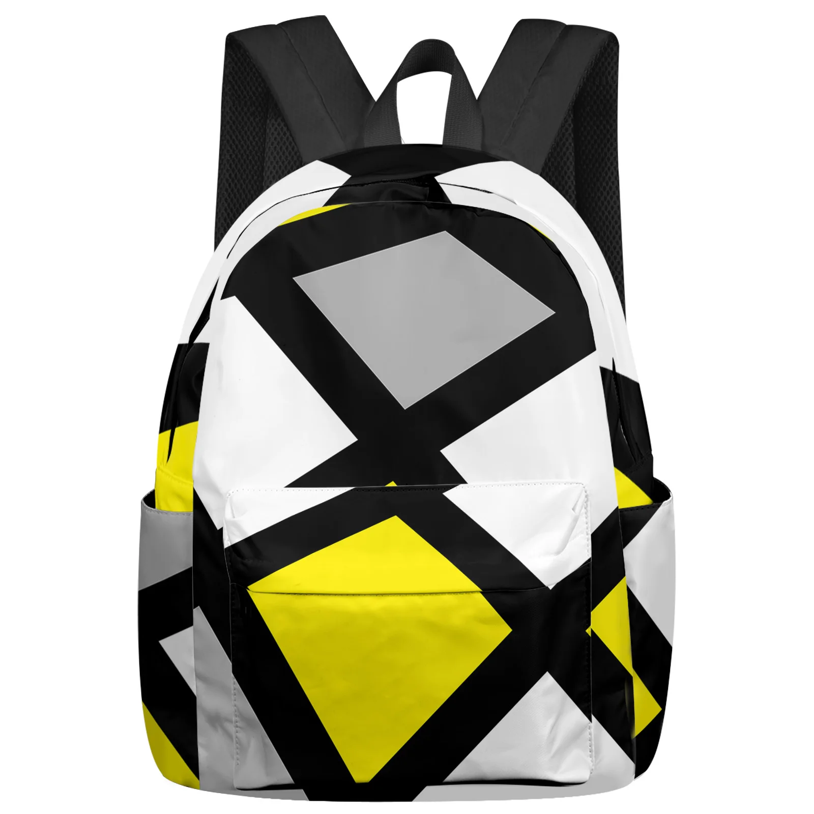 

Yellow Black Grey Geometric Square Backpacks Teenagers Student School Bags Laptop Backpack Men Women Female Travel Mochila