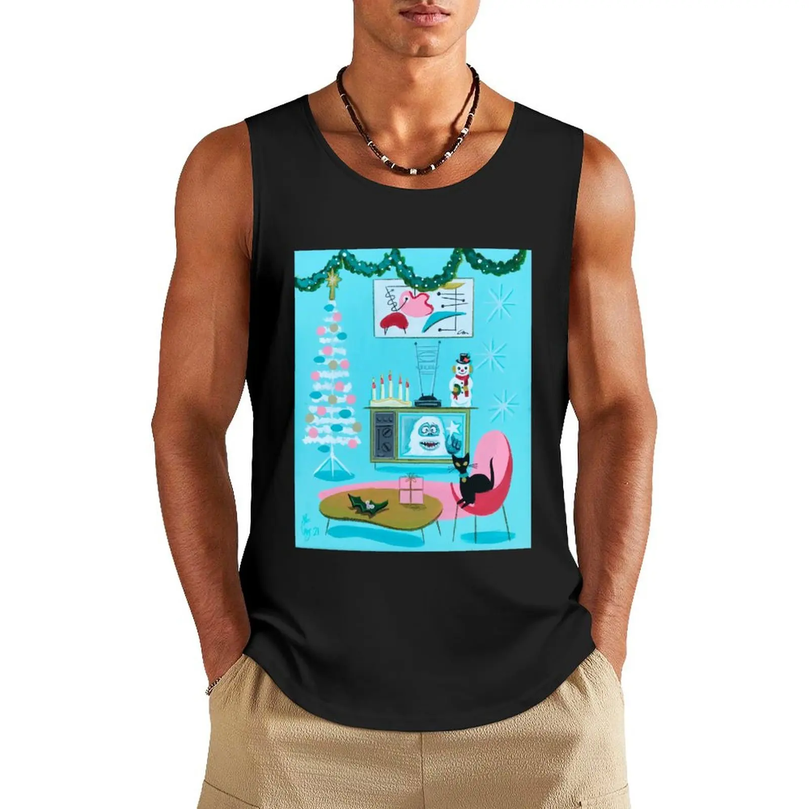 

Rudolphmas Blue Tank Top Muscle fit sleeveless vest men