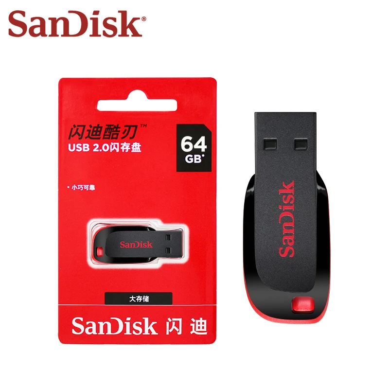 SanDiskUSB2.0 USB 드라이브 CZ50 쿨 블레이드 블랙 레드 플래시 드라이브, 고품질 저장 장치, 고속 암호화 USB 드라이브