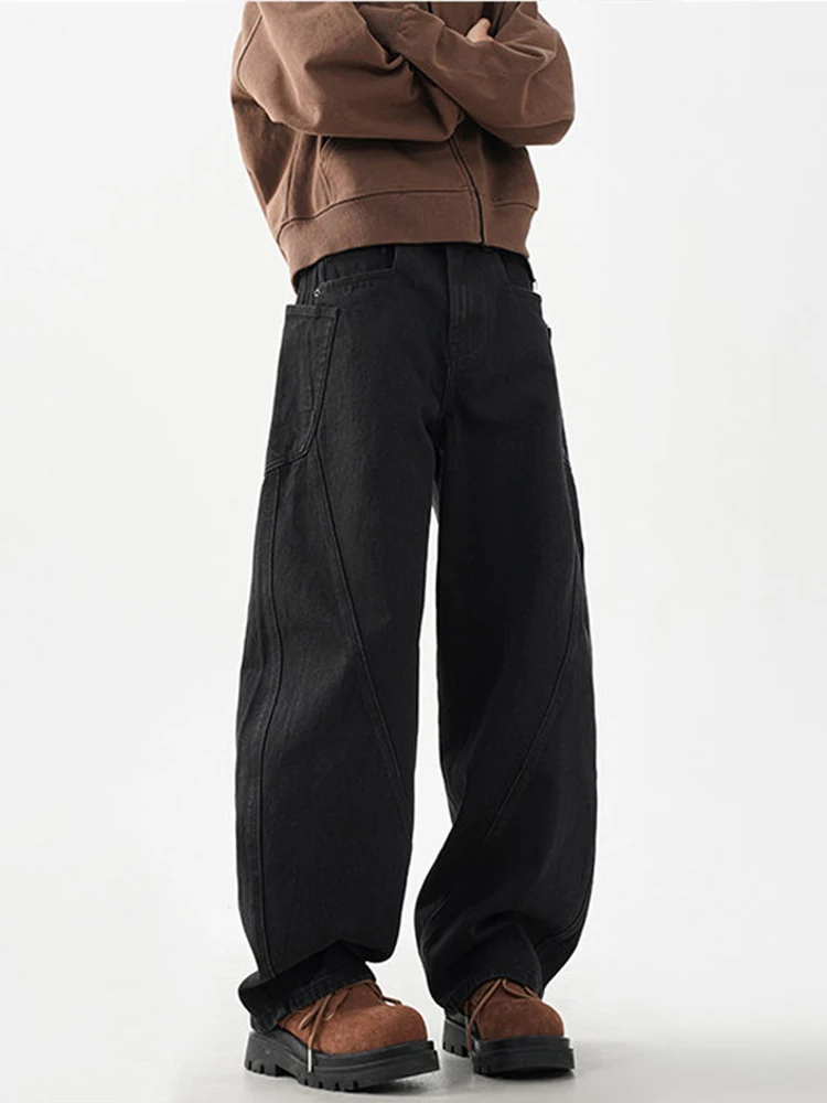 

American Style Men's Spring Autumn Straight Leg Baggy Workwear Jeans Banana Split Wide Leg Drapey Knife Pants