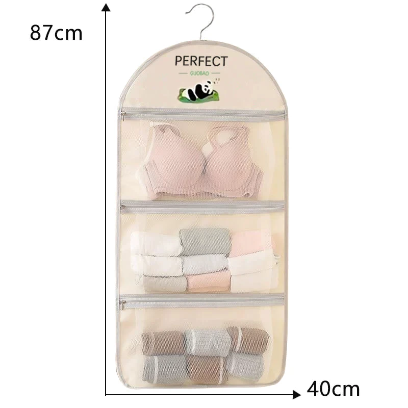 

1/2/3-слойная сетчатая сумка большой емкости с застежкой-молнией, сумка для нижнего белья, носков, дышащий органайзер для гардероба с вешалкой для одежды