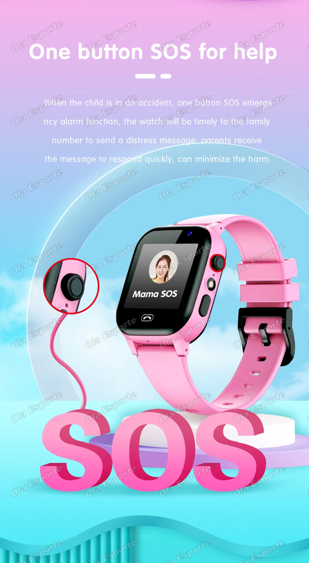 Children's Smartwatch Boy and Girl HD Call LED Flashlight SOS LBS Location Waterproof GPS Alarm Clock Step Count Smart Watch H10