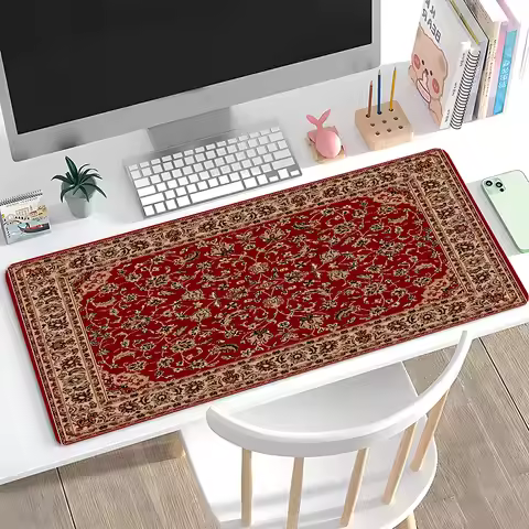 Mysterious Red Persian Carpet Mouse Pad Large Anti-Slip Mousepad Stitched Edges Mat Durable Desk Laptop Gaming​ Keyboard Pad XXL