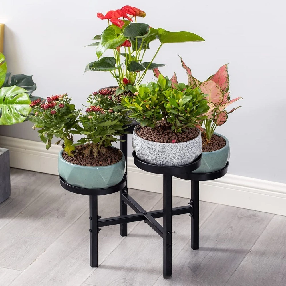 

Металлическая 4-слойная стойка для цветов, стойка для цветочных горшков, стойка для цветов в помещении и на открытом воздухе, хранилище, установка от пола до потолка