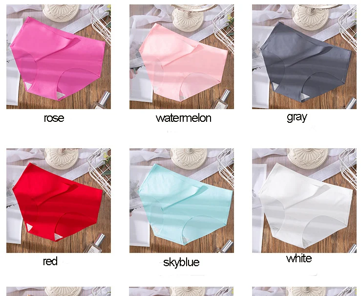3Pcs Plus Größe Unterwäsche frauen Höschen Eis Seide Einfarbig Damen Nahtlose Unterhose Mädchen Briefs Atem Sexy Dessous weibliche – Detail 8
