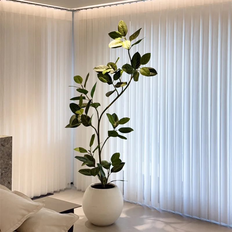 Alpine Ficus Simulation Green Plant High-end Light Luxury Living Room Indoor Fake Flower Tree Large Floor Potted Plant